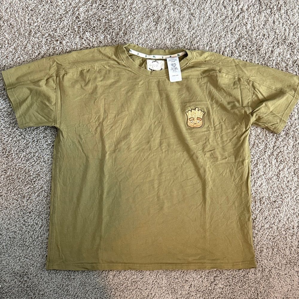 Groot embroidered Olive Green T-Shirt